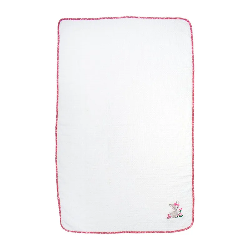 Κουβέρτα Πικέ Κούνιας (100x160) Dimcol Deer 197 White-Pink