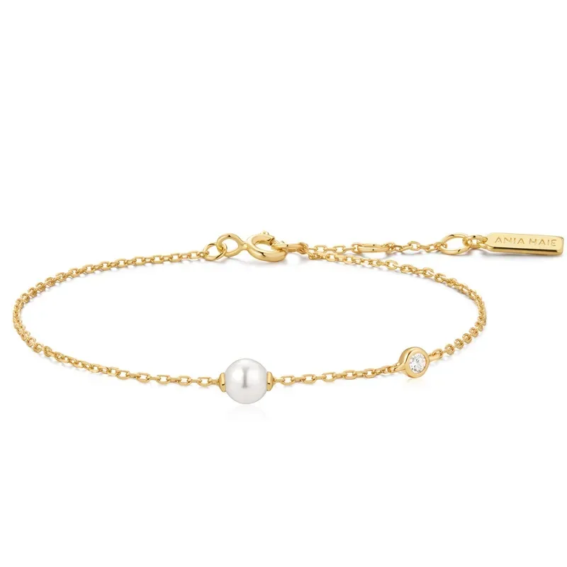 Βραχιόλι Ania Haie 925 Χρυσό Shell Pearl & Bezel-Set Sparkle B075-01G B075-01G Ασήμι