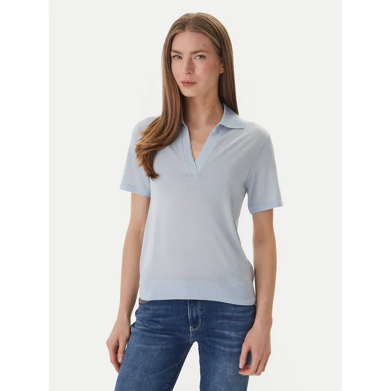 Guess Polo W6GR03 Z0583 Ανοιχτό μπλε Regular Fit