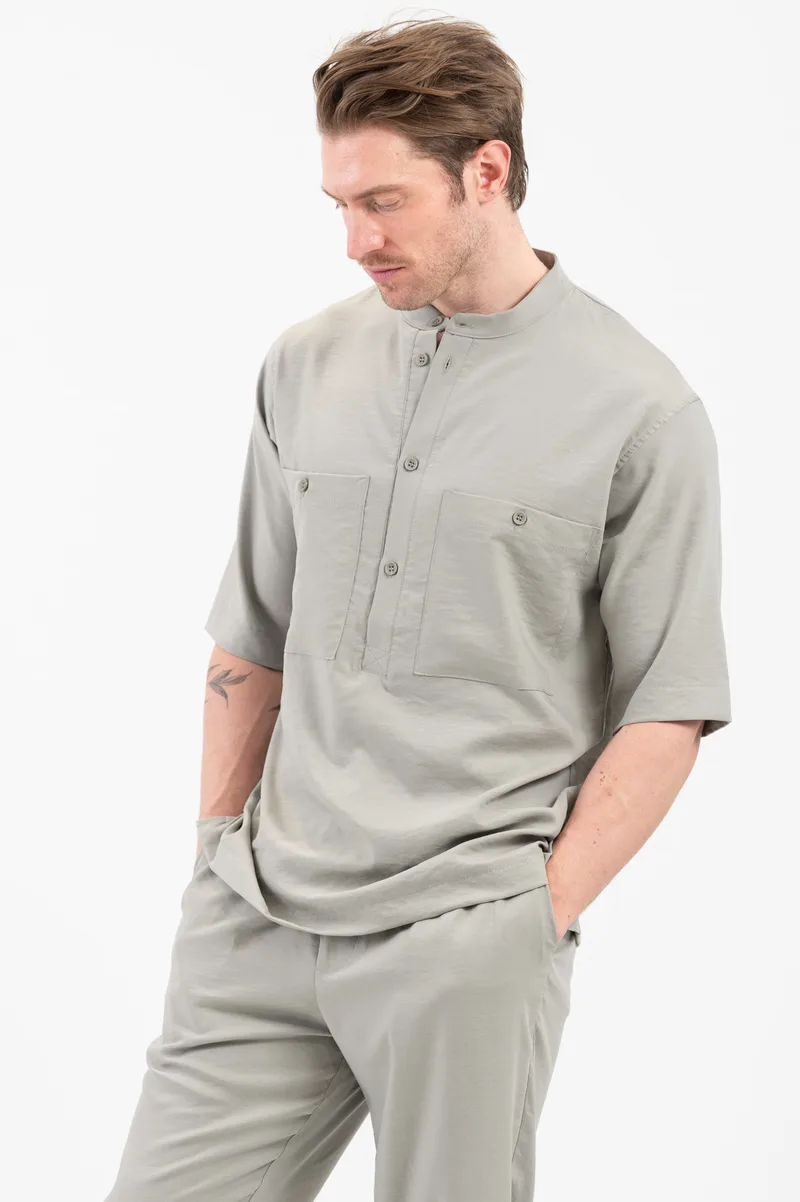 Vittorio Ανδρικό Πουκάμισο Overshirt Vittorio 300-25-PORTO Grey Γκρι