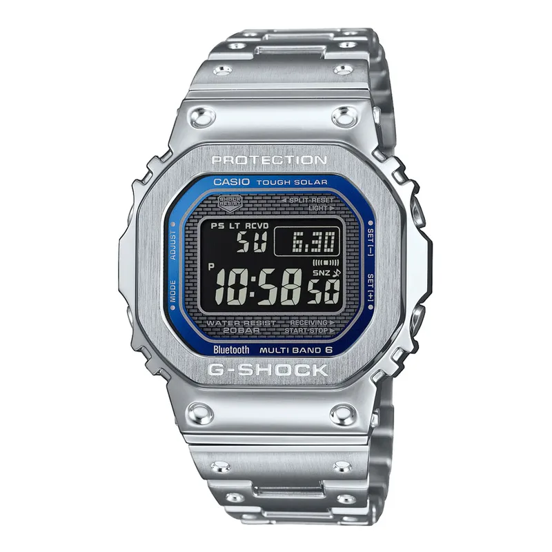 CASIO G-SHOCK Tough Solar Radio-controlled Dual Time Chronograph Silver Stainless Steel Braceleτ GMW-B5000D-2ER