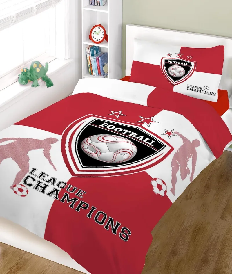Σετ σεντόνια ΚΟΜΒΟΣ champions RED WHITE μονά 160x240