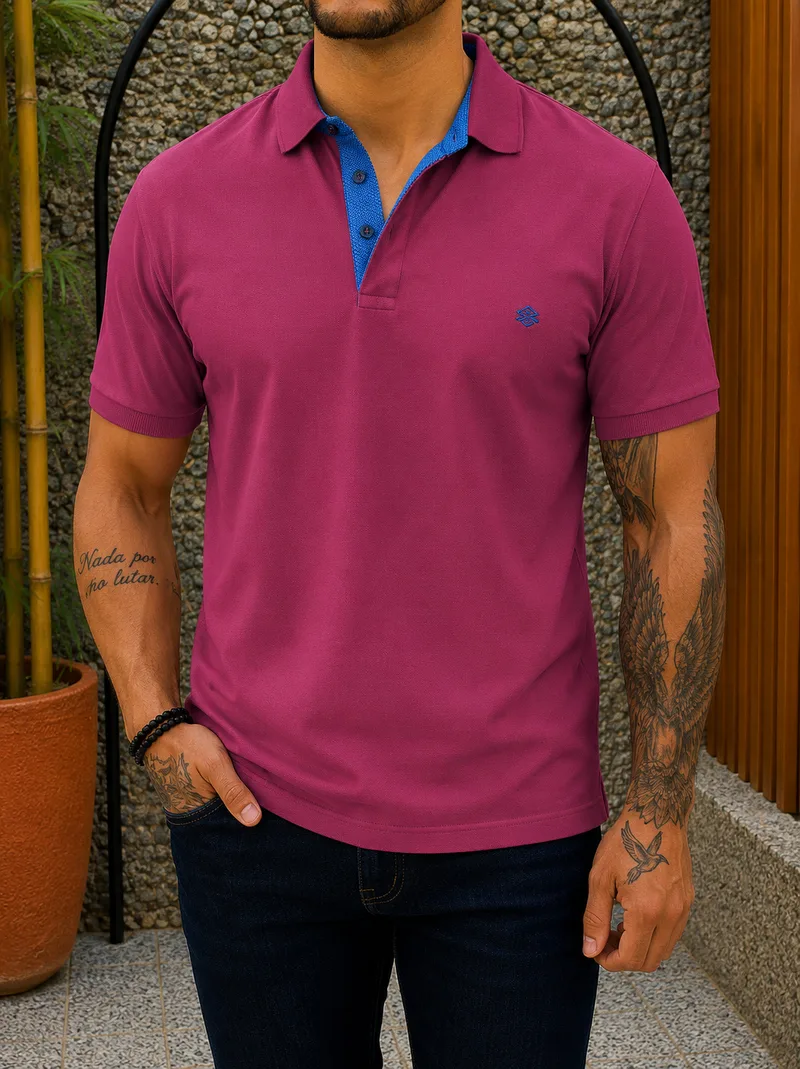Origin ανδρική κερασί πικέ Polo μπλούζα Plus Size 262719