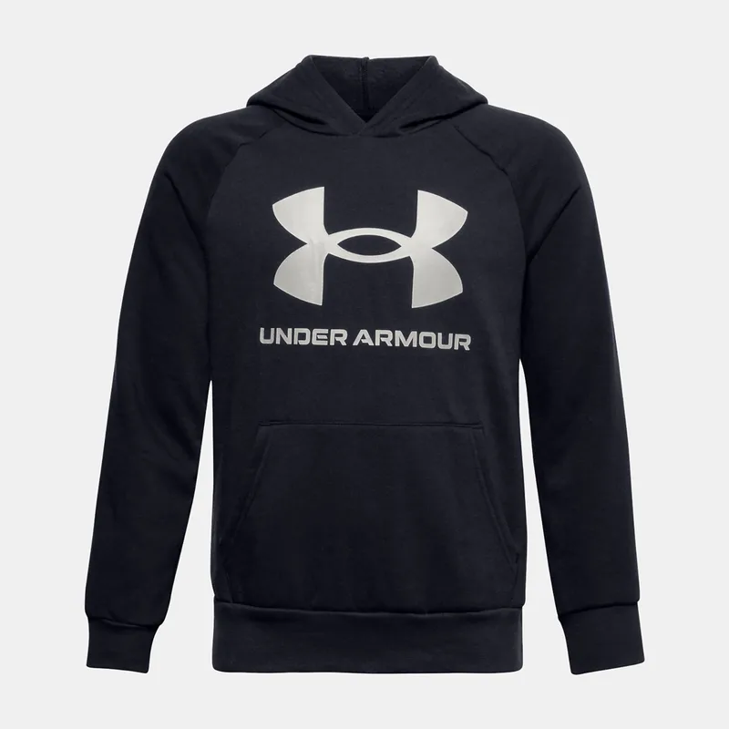 BOYS' UA RIVAL FLEECE BIG LOGO HOODIE ΜΑΥΡΟ