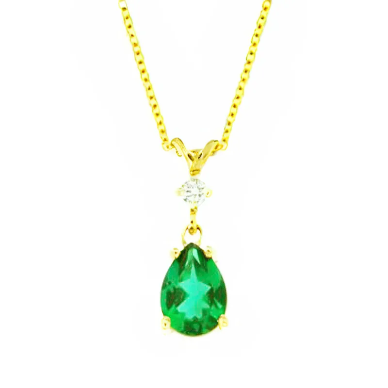 Κολιέ σε Κίτρινο Χρυσό κ18 45cm με σμαράγδι 0.6ct και διαμάντι 0.04ct Metrongold 20276