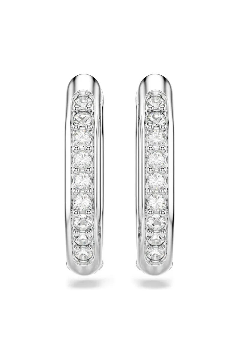 Swarovski γυναικείοι κρίκοι οκταγωνικό σχήμα, στρογγυλή κοπή, mικρά, λευκά, επιμετάλλωση ροδίου "Dextera" - 5724585