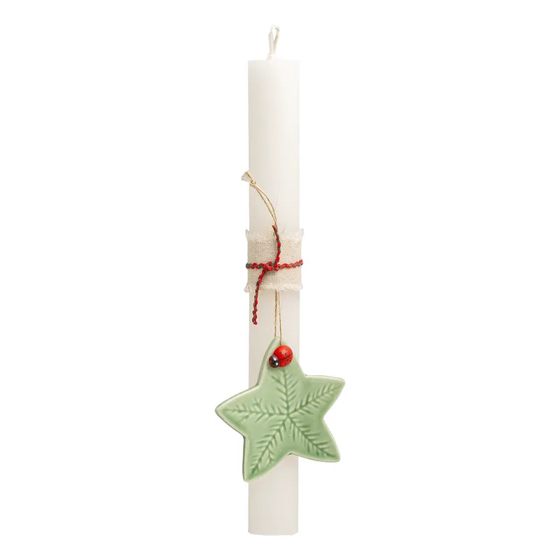 Beauty Home ΛΑΜΠΑΔΑ ΛΕΥΚΗ 25cm ΑΣΤΕΡΙ ΚΕΡΑΜΙΚΟ ΜΕ ΠΑΣΧΑΛΙΤΣΑ
