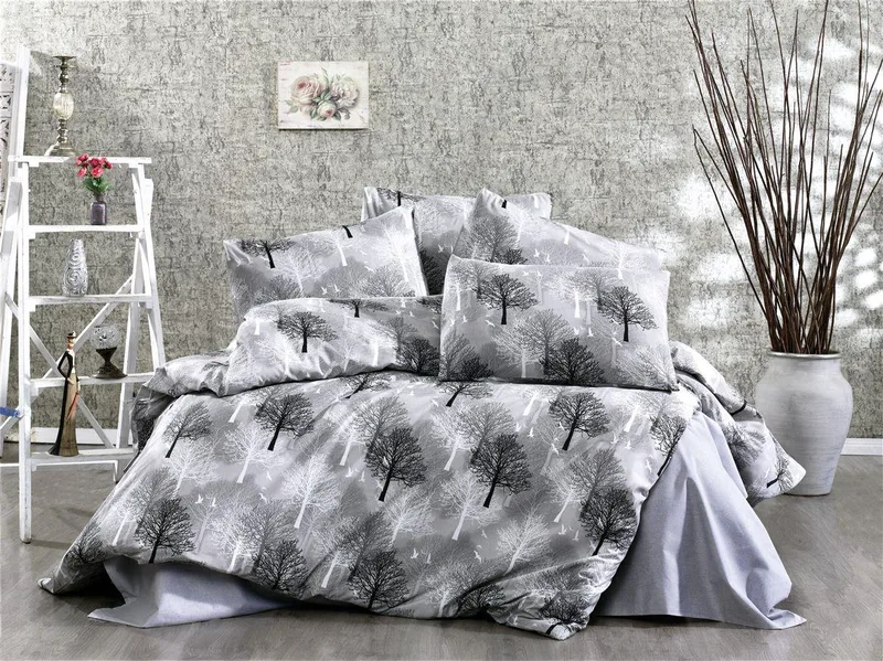 Σετ Σεντόνια Polycotton Υπέρδιπλα 220x240εκ. Forest 312 Grey Dimcol (Τύπος κατωσέντονου: Χωρίς Λάστιχο, Χρώμα: Γκρι, Ύφασμα: 70% Βαμβάκι-30% Polyester, Μέγεθος: Υπέρδιπλα) - DimCol - 33312324021