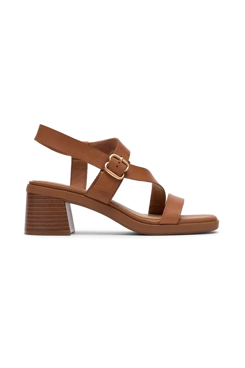 Clarks γυναικεία δερμάτινα πέδιλα με χοντρό τακούνι "Jaylan Sol" - 26186895 Ταμπά