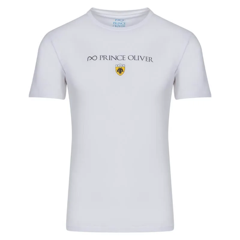 Prince Oliver T-shirt Round Neck ΑΕΚ Λευκό (Modern Fit)