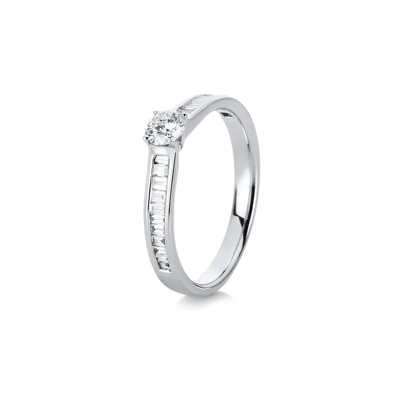 Diamond Group Μονόπετρο Δαχτυλίδι με Διαμάντια Brilliant από Λευκό Χρυσό 18 Καρατίων DDX409