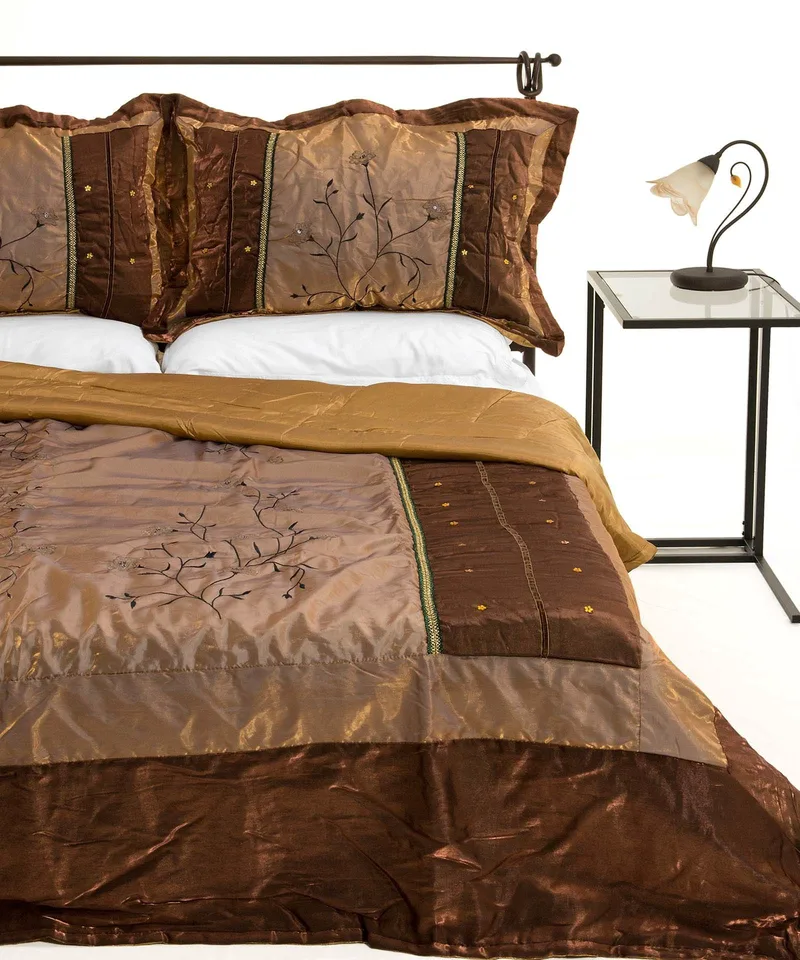 Σετ Κουβερλί Υπέρδιπλο Silk Fashion 10507 Καφέ 220x240