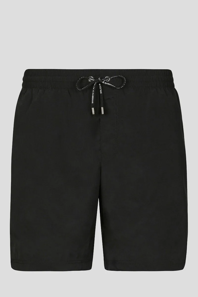 DOLCE&GABBANA Ανδρικό Μαύρο Print Drawstring Swim Shorts