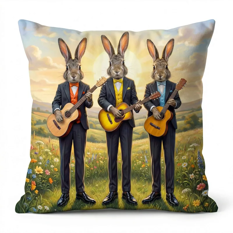 Διακοσμητική μαξιλαροθήκη (45Χ45) The Folk Rabbits 110325, KELMA