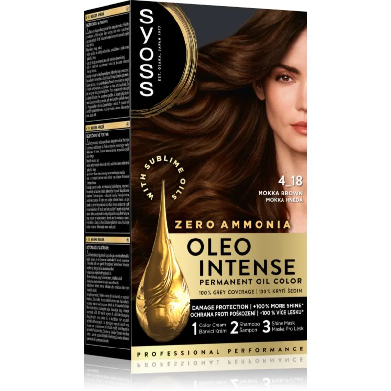 Syoss Oleo Intense μόνιμη βαφή μαλλιών με έλαιο απόχρωση 4-18 Mokka Brown 1 τμχ