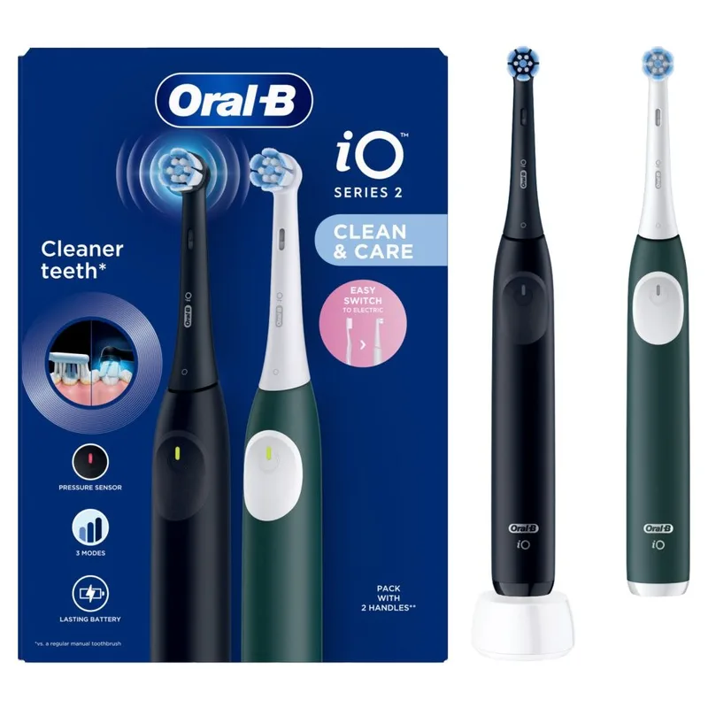 Oral-B iO Series 2 Duo Pack Ηλεκτρικές Οδοντόβουρτσες, Μαύρο - Πράσινο Χρώμα 2τεμ