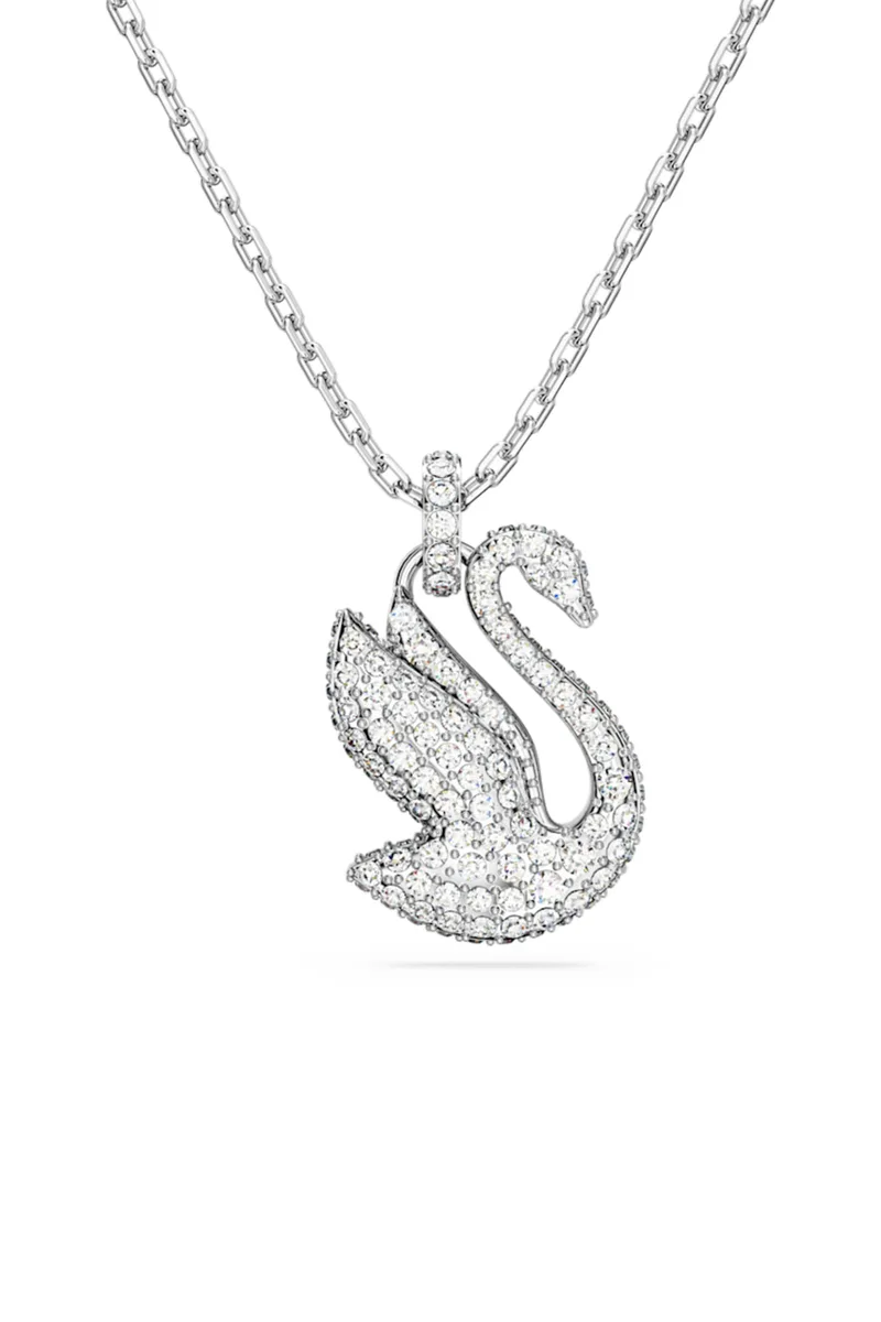 Swarovski γυναικείο μενταγιόν Iconic Swan Κύκνος, Mεσαίο, Λευκό, Επιμετάλλωση ροδίου - 5647872