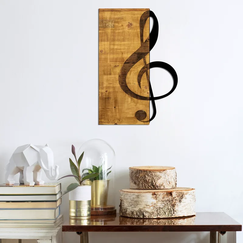 Ξύλινο Διακοσμητικό Τοίχου Treble Clef 899Skl1341 39x58 cm