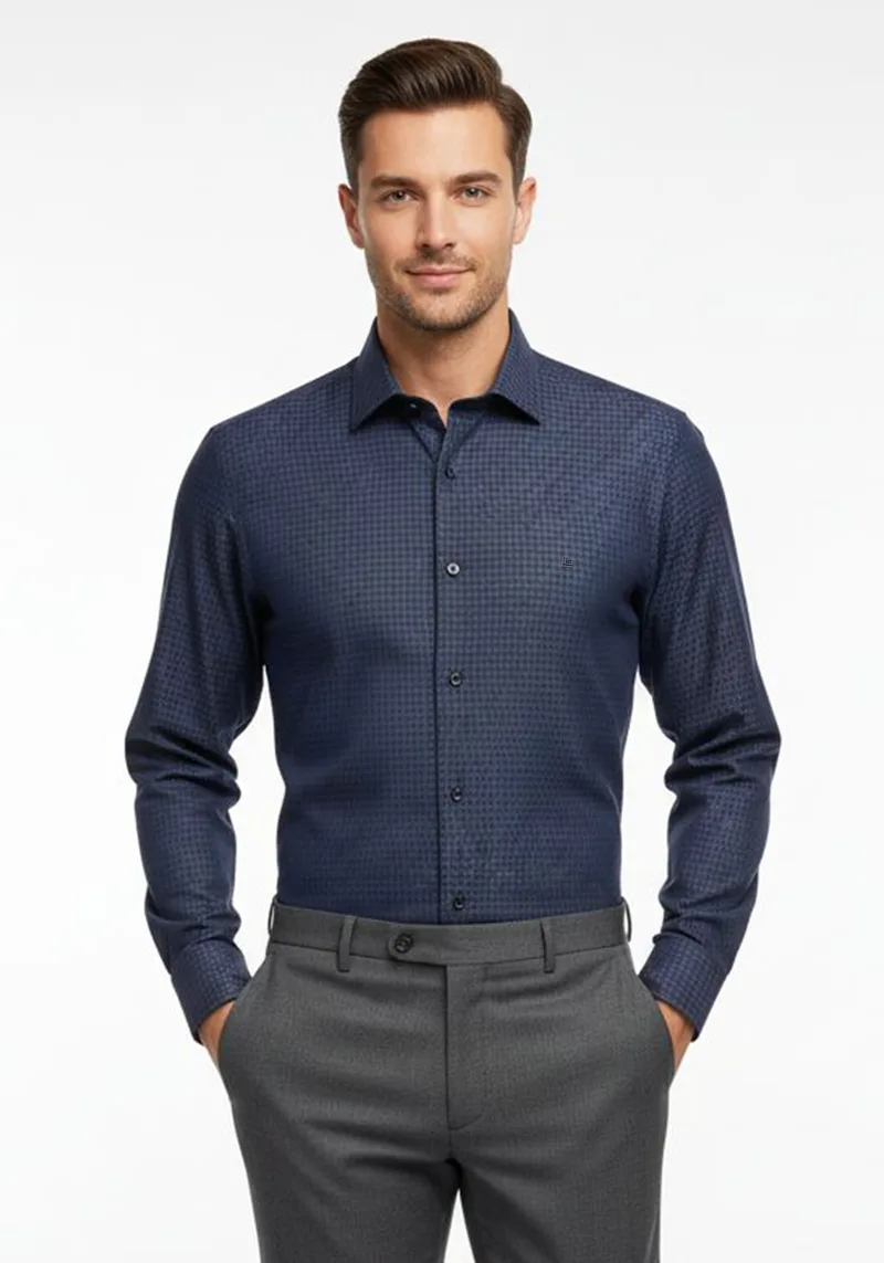 Guy Laroche Πουκάμισο της σειράς Micro - GLEW28706 CL 3 Blue