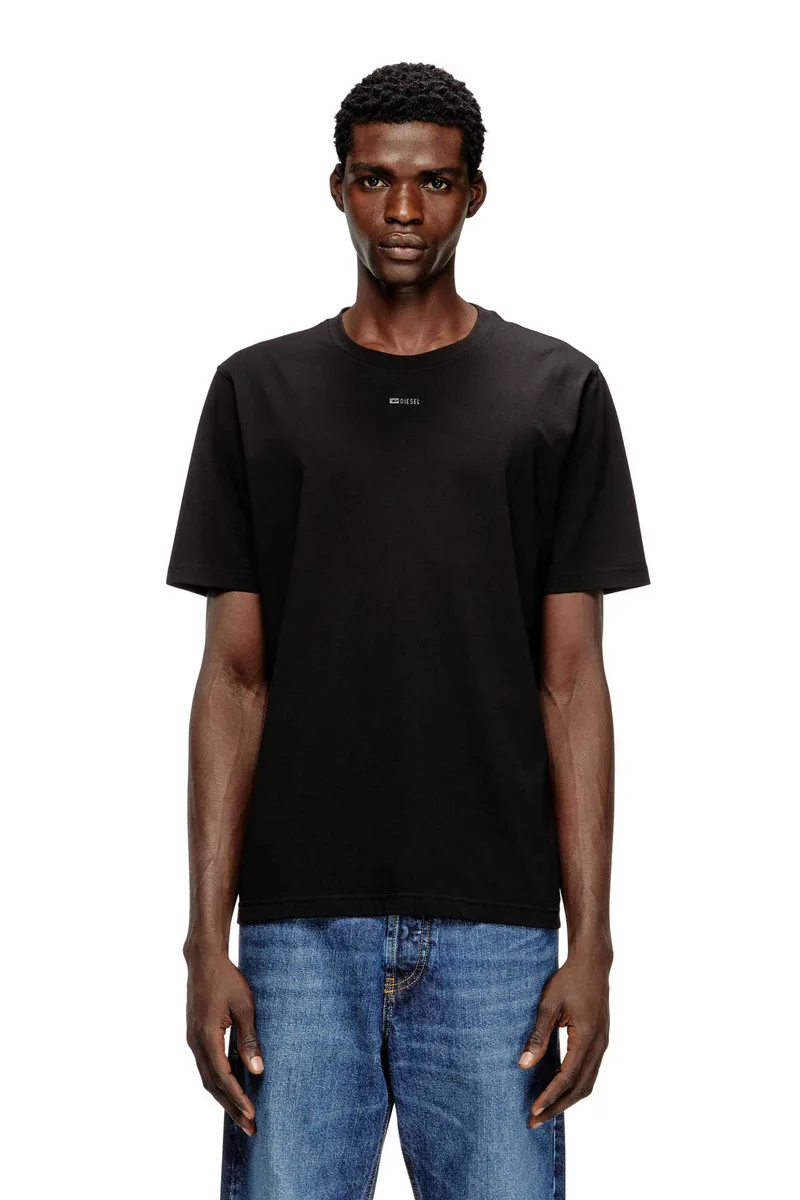 Diesel ανδρικό T-shirt με λογότυπο Regular Fit "T-Adjust-V6" - S26A216540NIAX Μαύρο