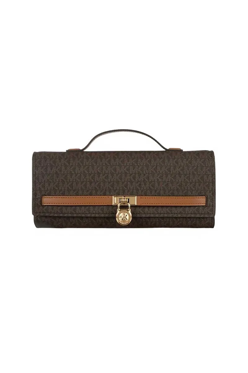 Michael Kors γυναικείο clutch με all-over monogram - 30R6GHMC8B Καφέ