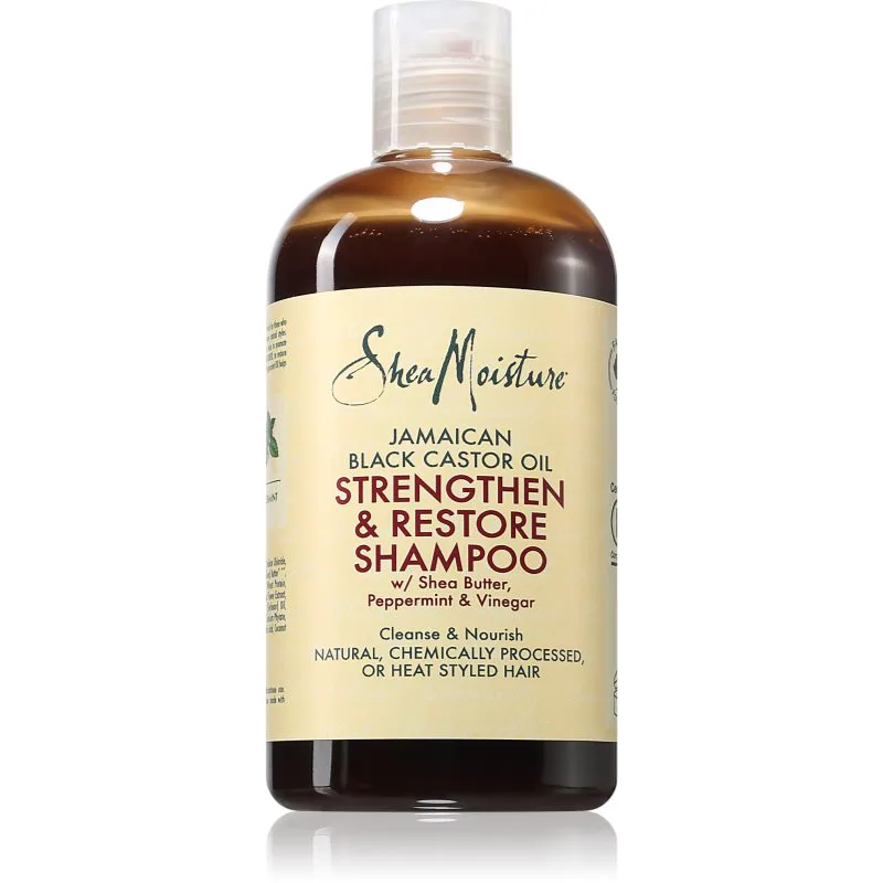 Shea Moisture Jamaican Black Castor Oil Strengthen & Restore καθαριστικό σαμπουάν για κατεστραμμένα και βαμμένα μαλλιά 384 ml