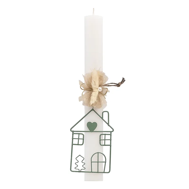 Beauty Home ΛΑΜΠΑΔΑ ΛΕΥΚΗ 33cm ΣΠΙΤΙ ΠΡΑΣΙΝΟ ΜΕ ΑΠΟΞΗΡΑΜΕΝΑ