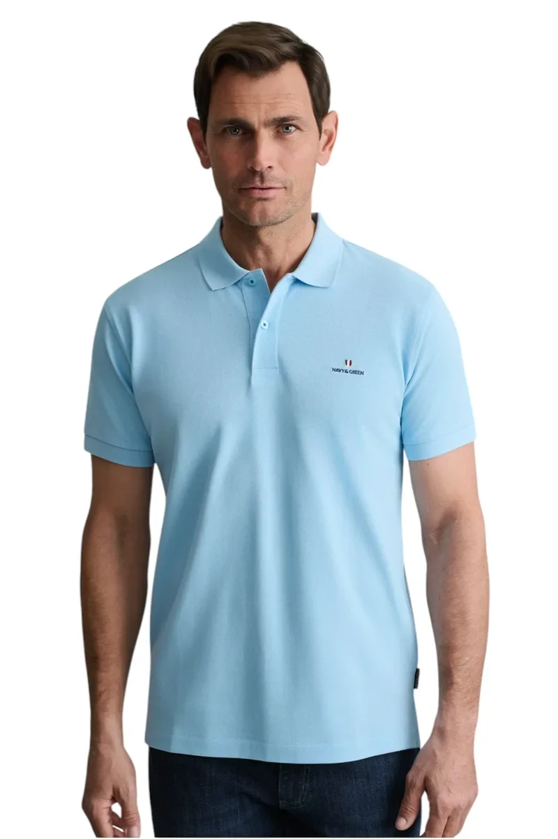 Navy & Green Ανδρική Μπλούζα Πόλο Κοντομάνικη 24GE.300.9 Baby Blue Σιέλ