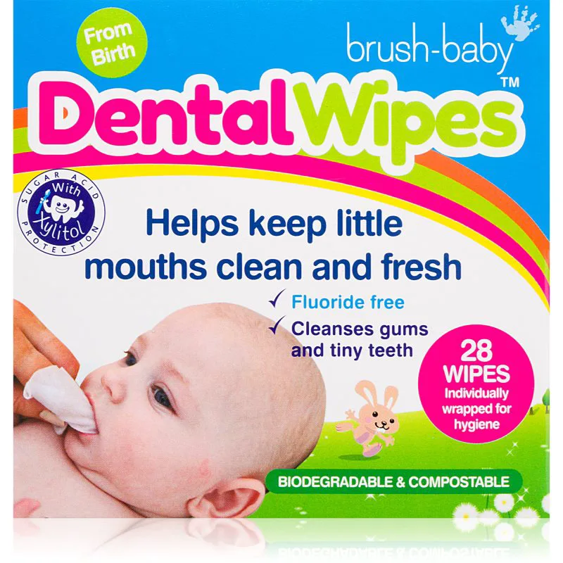 Brush Baby DentalWipes μαντηλάκια για δόντια για παιδιά 28 τμχ