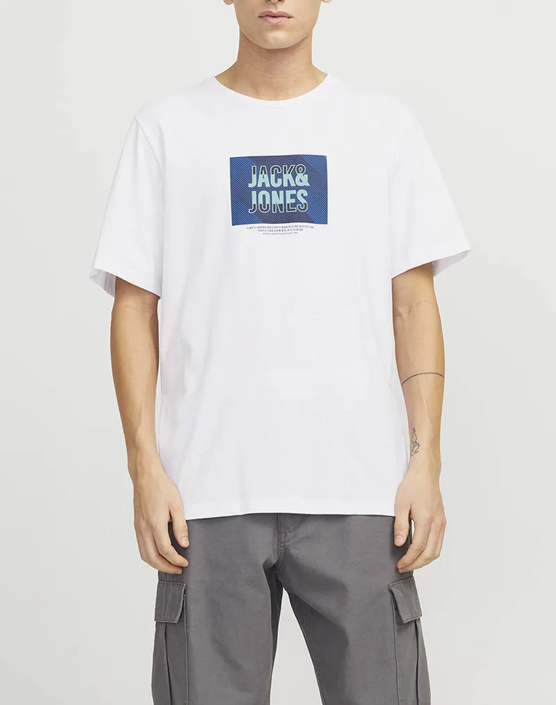 JACK&JONES JJHUDSON TEE SS CREW NECK LN 12268477-WHITE White