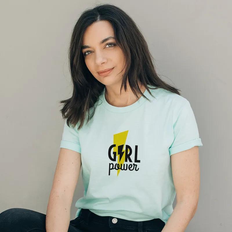 Girl Power - Organic Vegan T-Shirt Unisex - Μέντα - XL