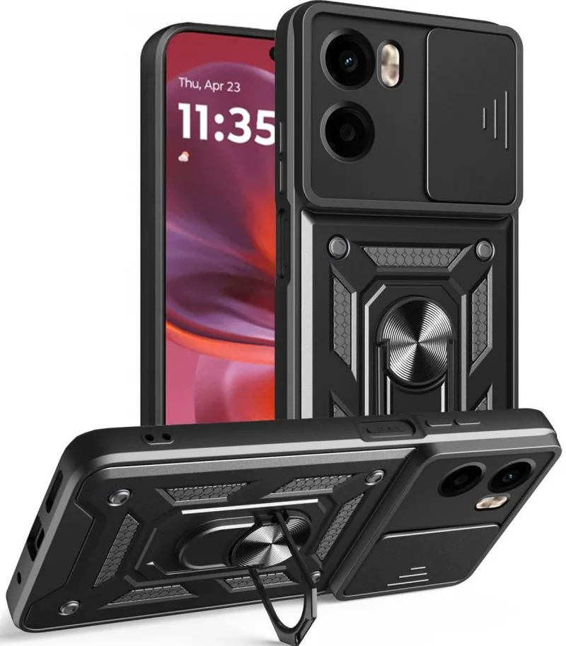 Θήκη Motorola Moto G05 / E15 Tech-Protect Camshield Pro Ανθεκτική με Κάλυμμα για την Κάμερα & Ring Holder - Black (5906302361274)