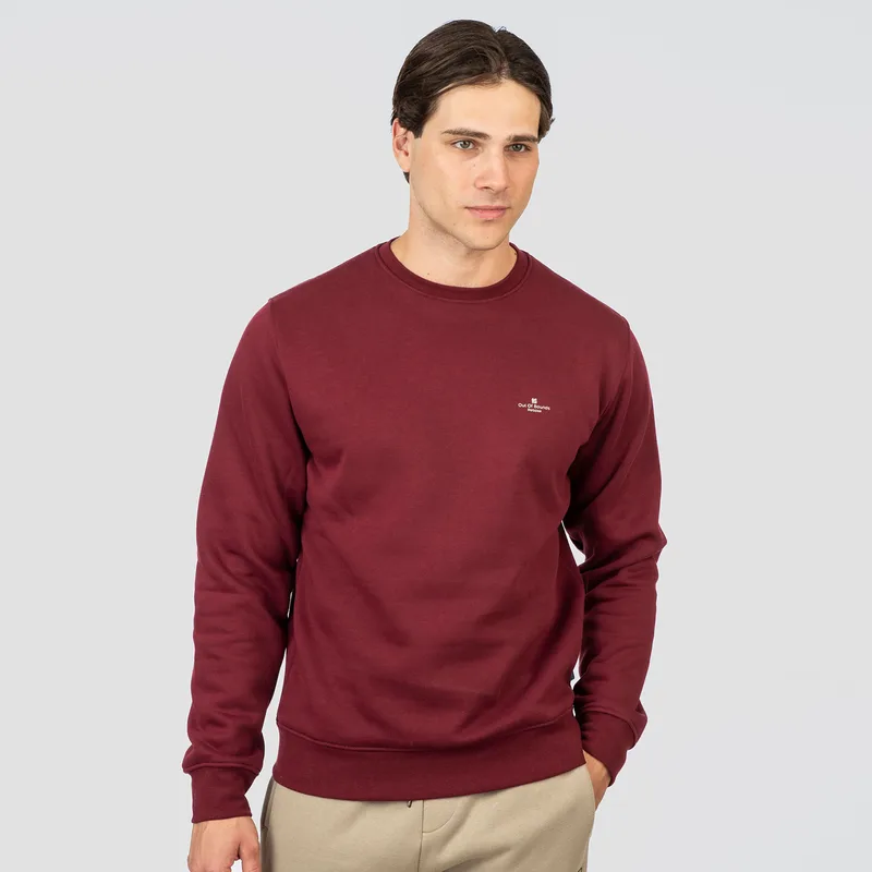 REBASE THIN HIGH DENSITY BRUSHED FLEECE CREWNECK TOP ΚΟΚΚΙΝΟ