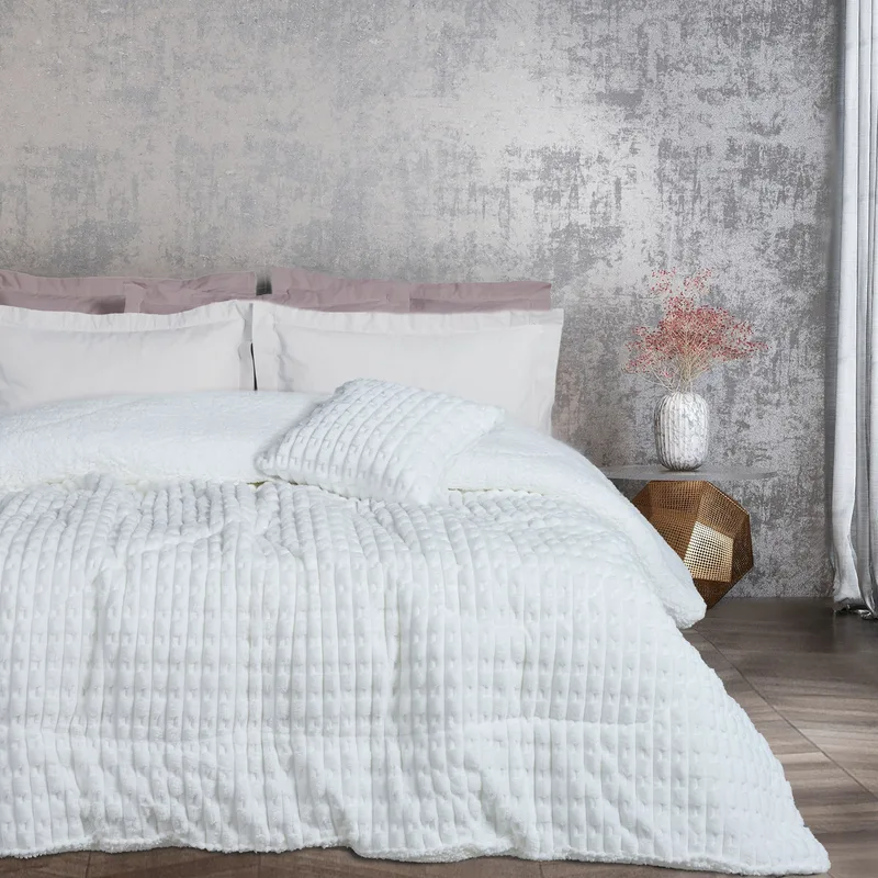 Κουβερτοπάπλωμα Υπέρδιπλο με Γούνα Sherpa Das Home 1176 White 220x240