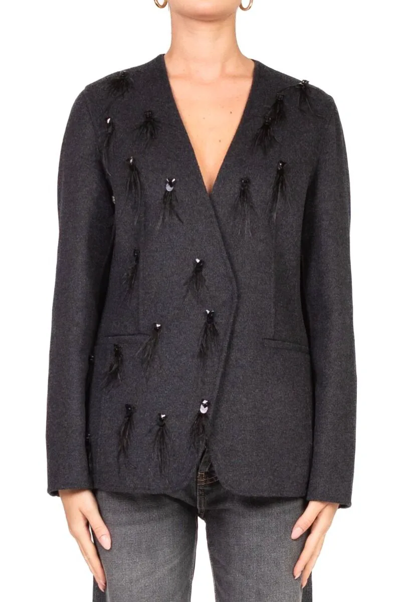 Vicolo Γυναικείο Πλεκτό Jacket TF0034 Ανθρακί
