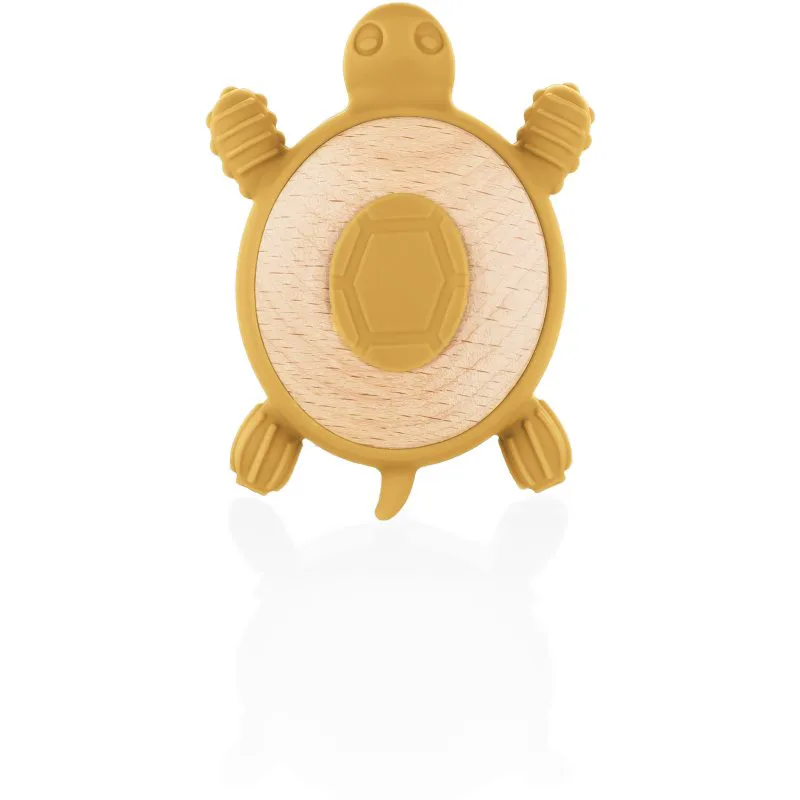 Zopa Silicone Wooden Teether Turtle μασητικό 0 m+ Mustard Yellow 1 τμχ