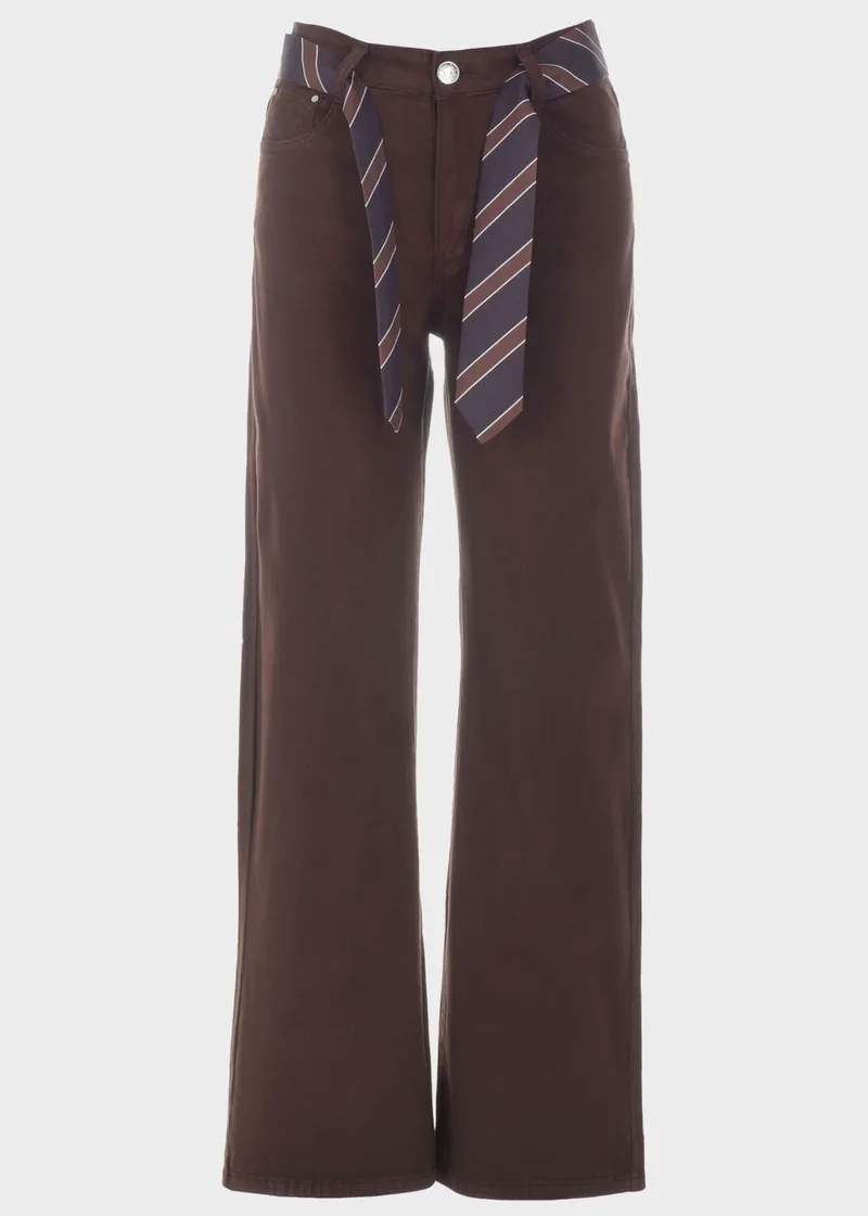 Τζιν wide leg μονόχρωμο MARRON