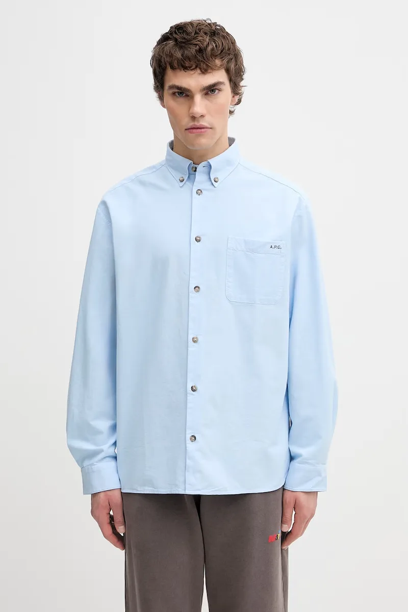 A.P.C. πουκάμισο ανδρικό βαμβακερό Mateo Logo