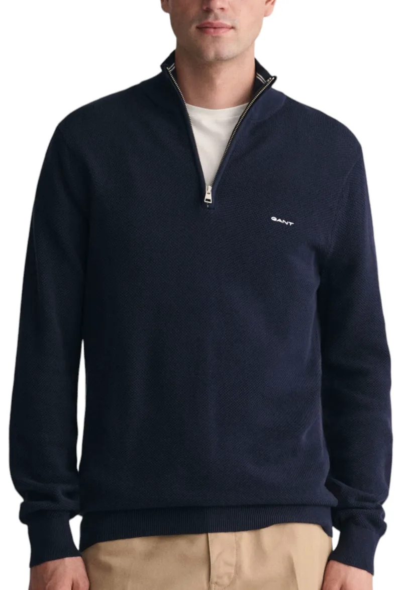 Πουλόβερ Gant Pique Half Zip 8040523-433-EVENING BLUE Ανδρικό