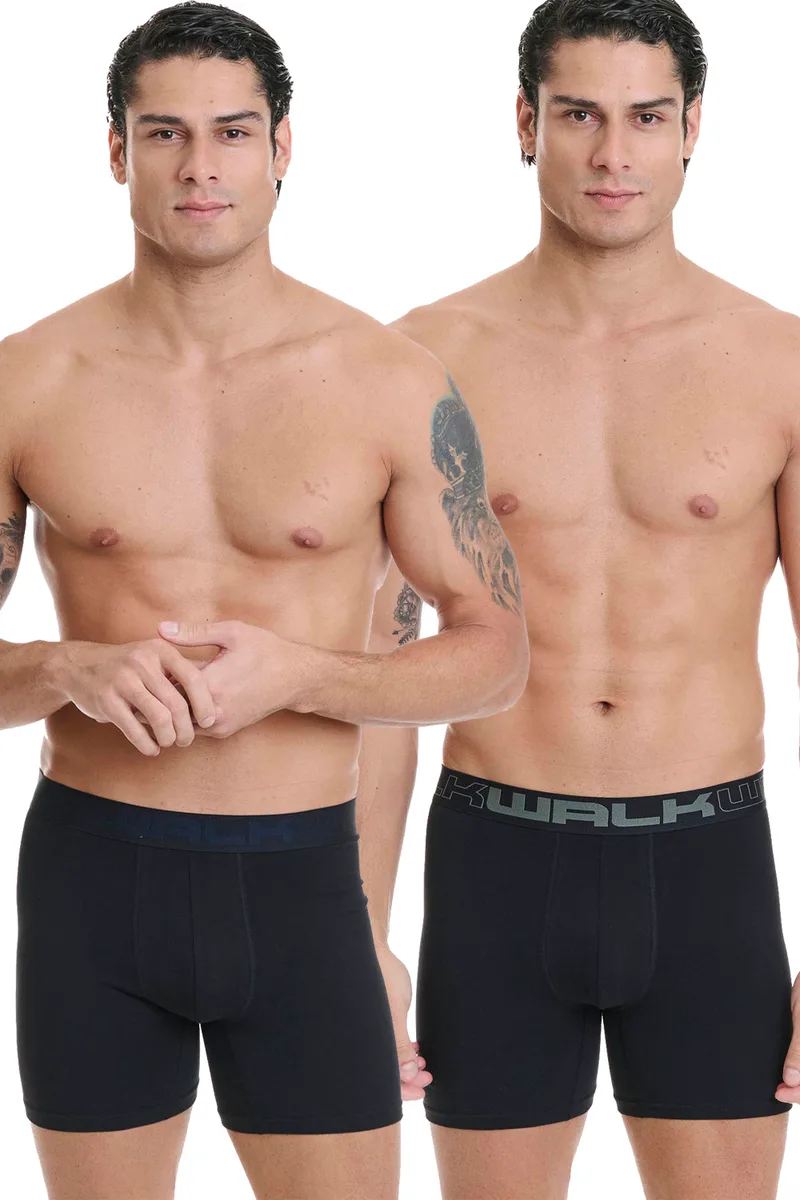 Walk ανδρικά μποξεράκια με μακρύ πόδι Stretch Cotton (Συσκ. 2 τμχ.) -W1764-2-0202