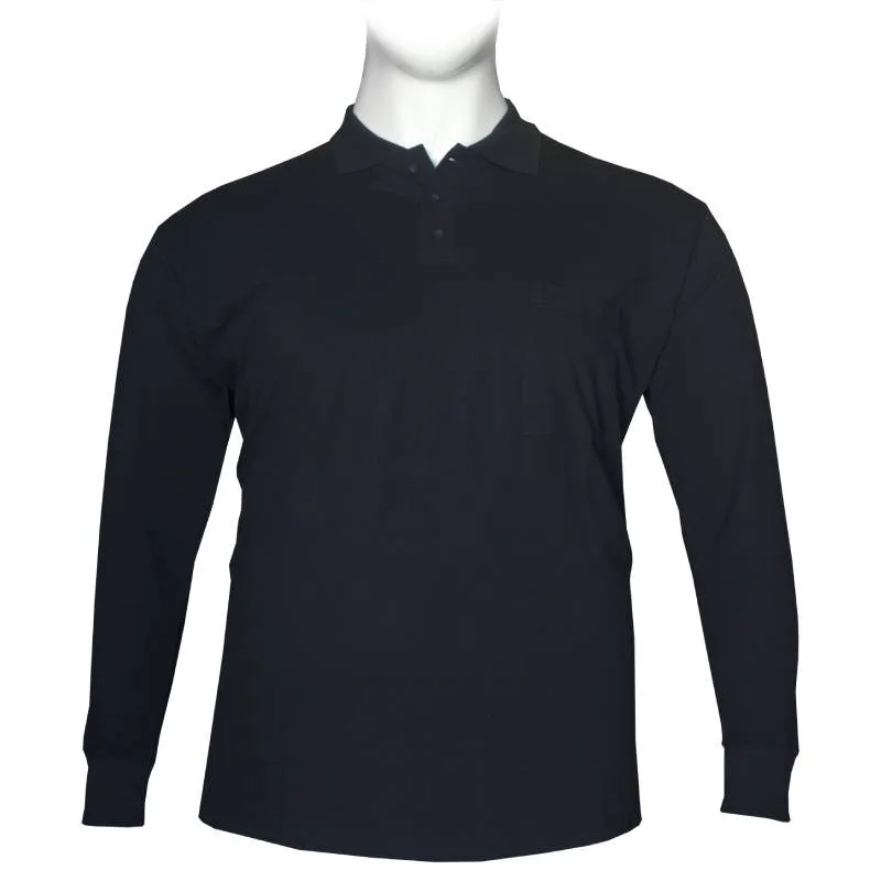Polo πικέ μονόχρωμη με τσέπη - NAVY BLUE