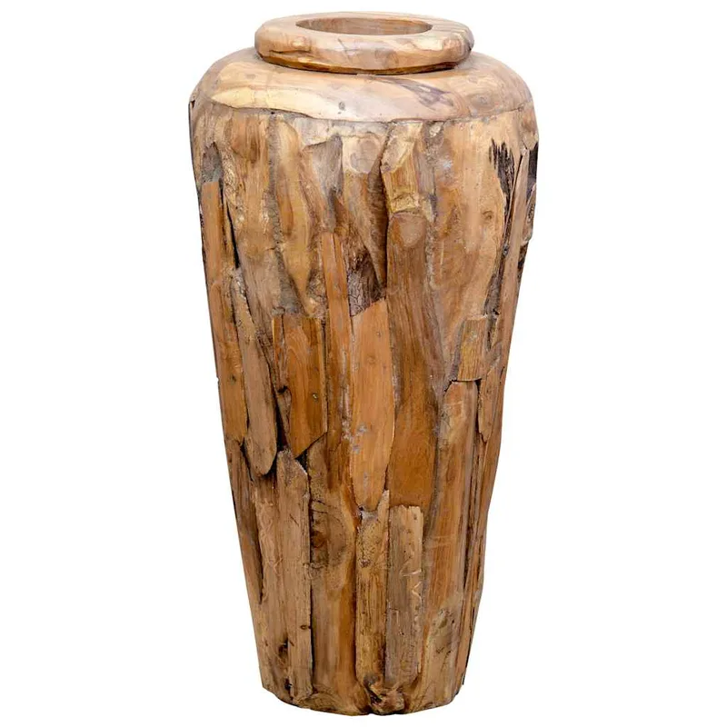 vidaXL Βάζο Διακοσμητικό 40 x 80 εκ. από Μασίφ Ξύλο Teak