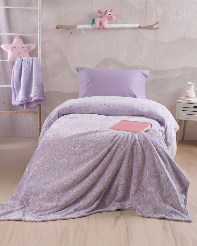 Κουβέρτα Fleece Φωσφοριζέ Μονή Rythmos Nelie 160x220