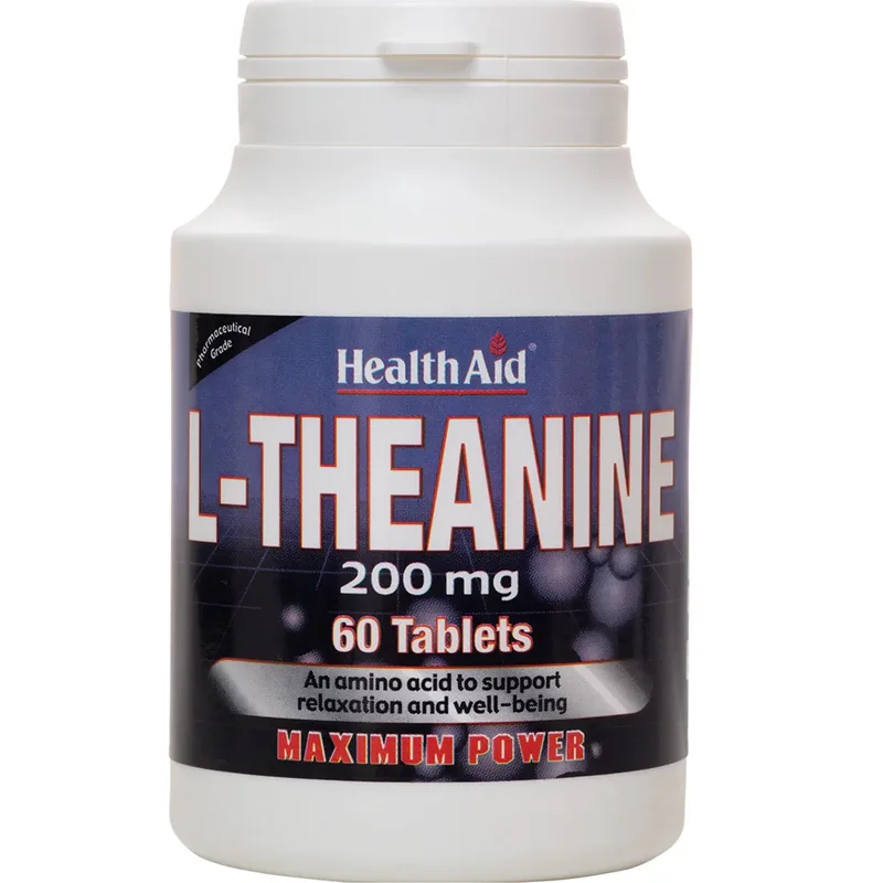 Health Aid L-Theanine 200mg Συμπλήρωμα Διατροφής Αμινοξέος Θειανίνης για την Καλή Λειτουργία του Νευρικού Συστήματος, Πνευματική Διαύγεια & Βελτίωση της Διάθεσης 60tabs