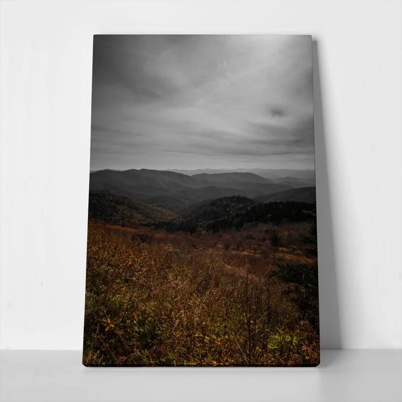 Πίνακας σε Καμβά RUSTIC FARMHOUSE FOGGY MOUNTAIN 2