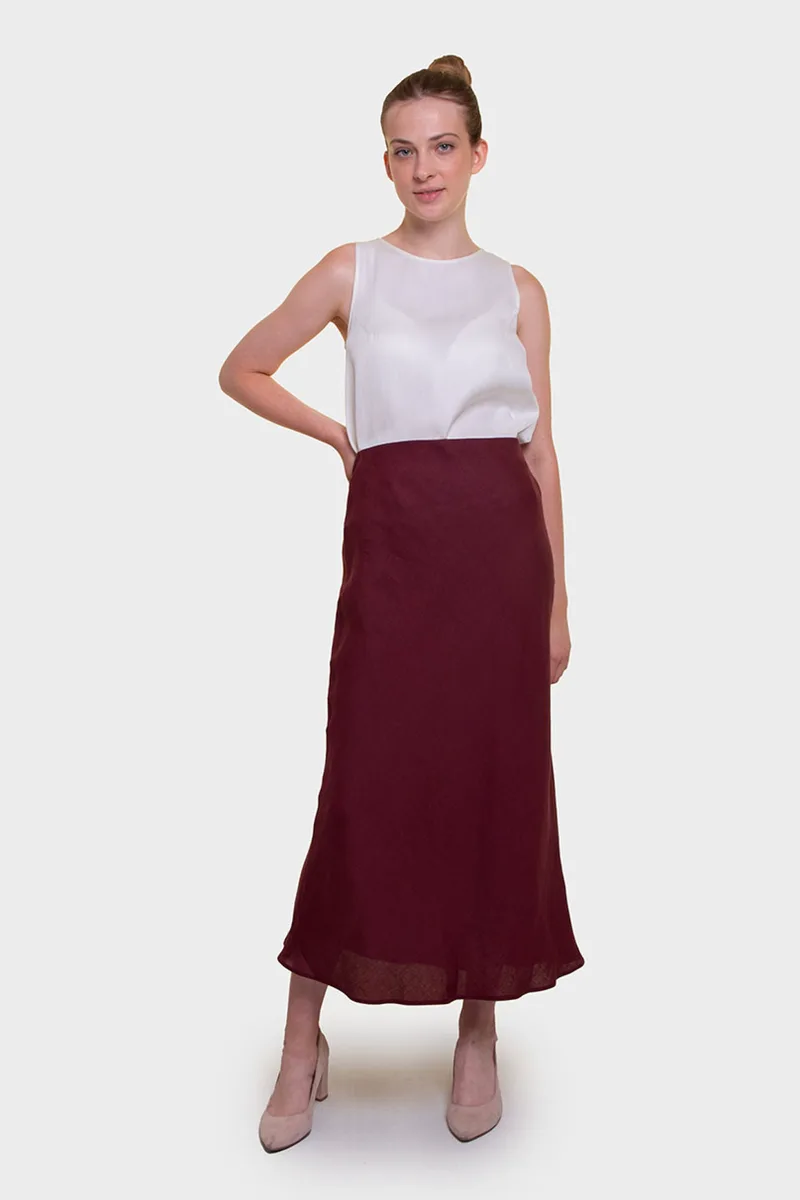 Emme by Marella γυναικεία midi φούστα μονόχρωμη - 2515101032200 Μπορντό