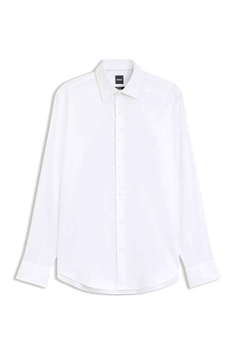BOSS ΠΟΥΚΑΜΙΣΟ ΜΙΚΡΟΣΧΕΔΙΟ REGULAR FIT EASY IRON H-JOE-K-C1-261 ΛΕΥΚΟ