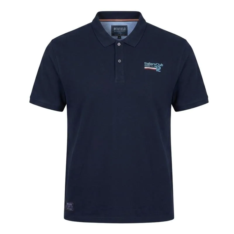 Βαμβακερό King Size Jersey Polo "Sailors Club" της Redfield,με μεταξοτυπία - Night Blue
