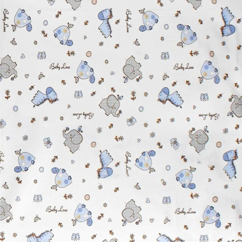 Σεντόνι Λίκνου Φανελένιο Dimcol Elephant 074 80X110 White-Sky Blue