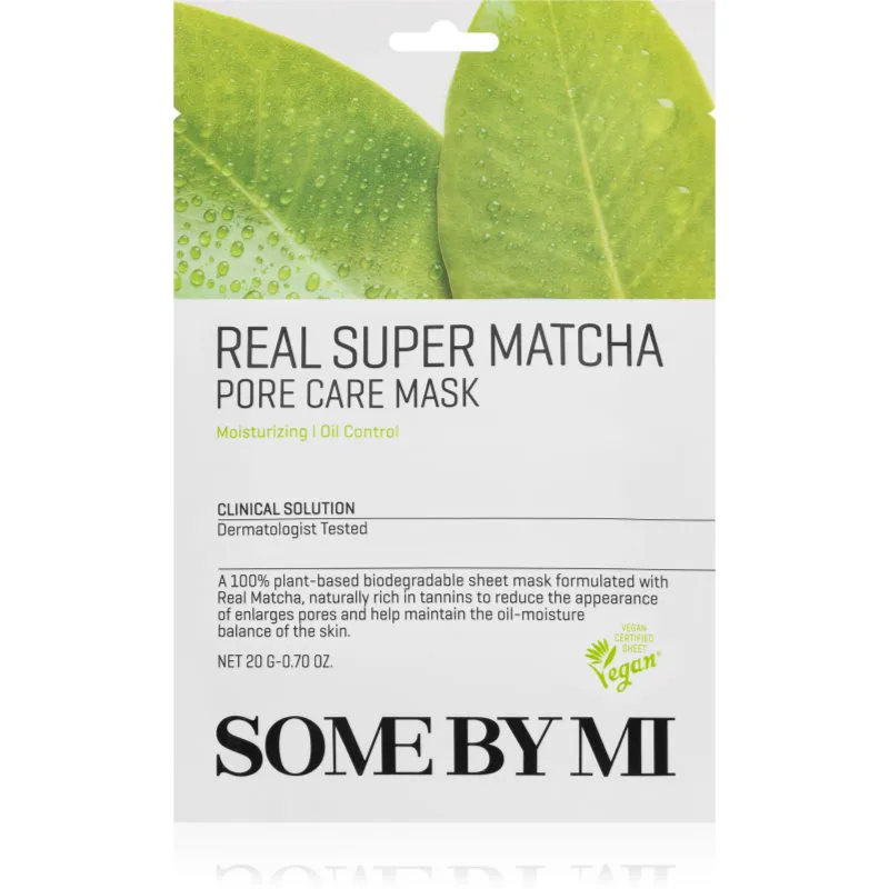 Some By Mi Clinical Solution Super Matcha Pore Care Mask υφασμάτινη μάσκα περιποίησης για σύσφιξη πόρων και ματ εμφάνιση επιδερμίδας 20 γρ